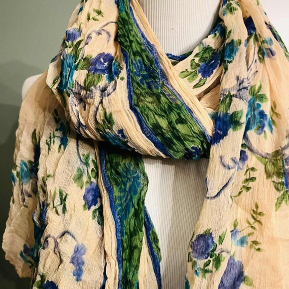NWT Handmade Scarf by Sana – Boho Floral Pleated Design - Picture 13 of 13